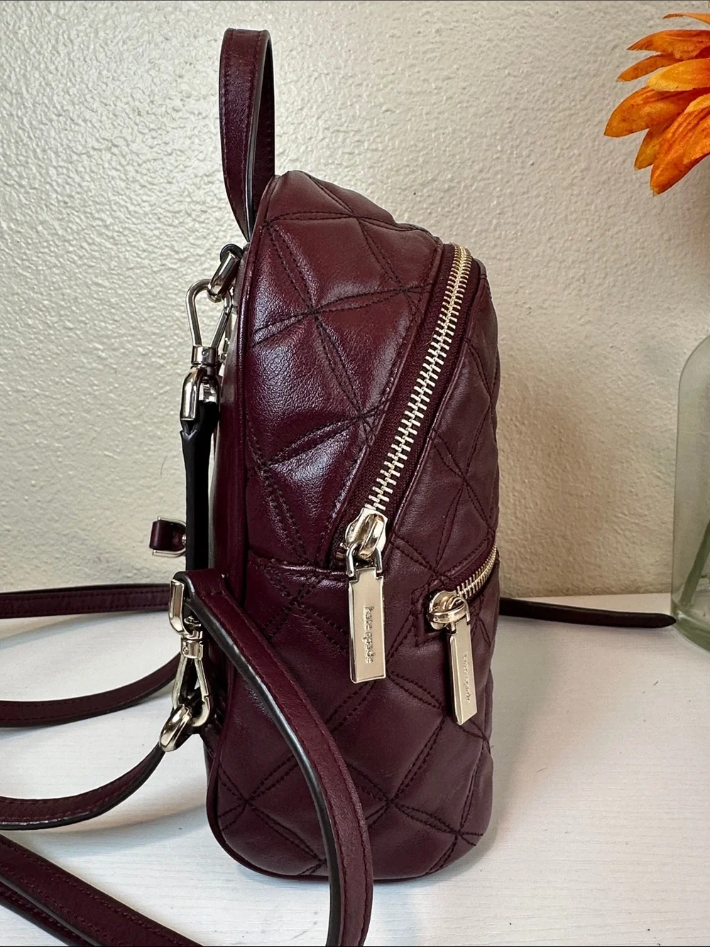 kate spade Quilted Wine Leather Mini Backpack